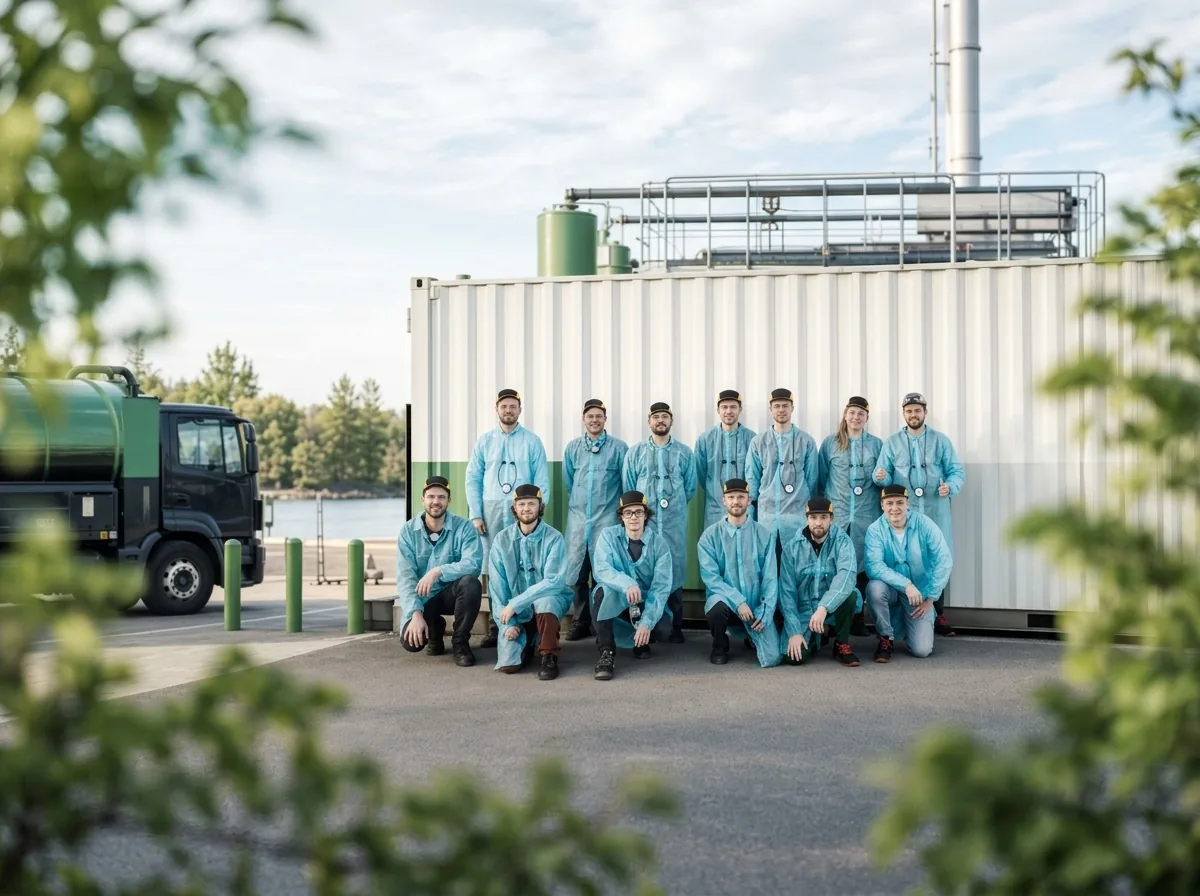 Het team van Factry in werkkledij voor hun gebouw in Gent