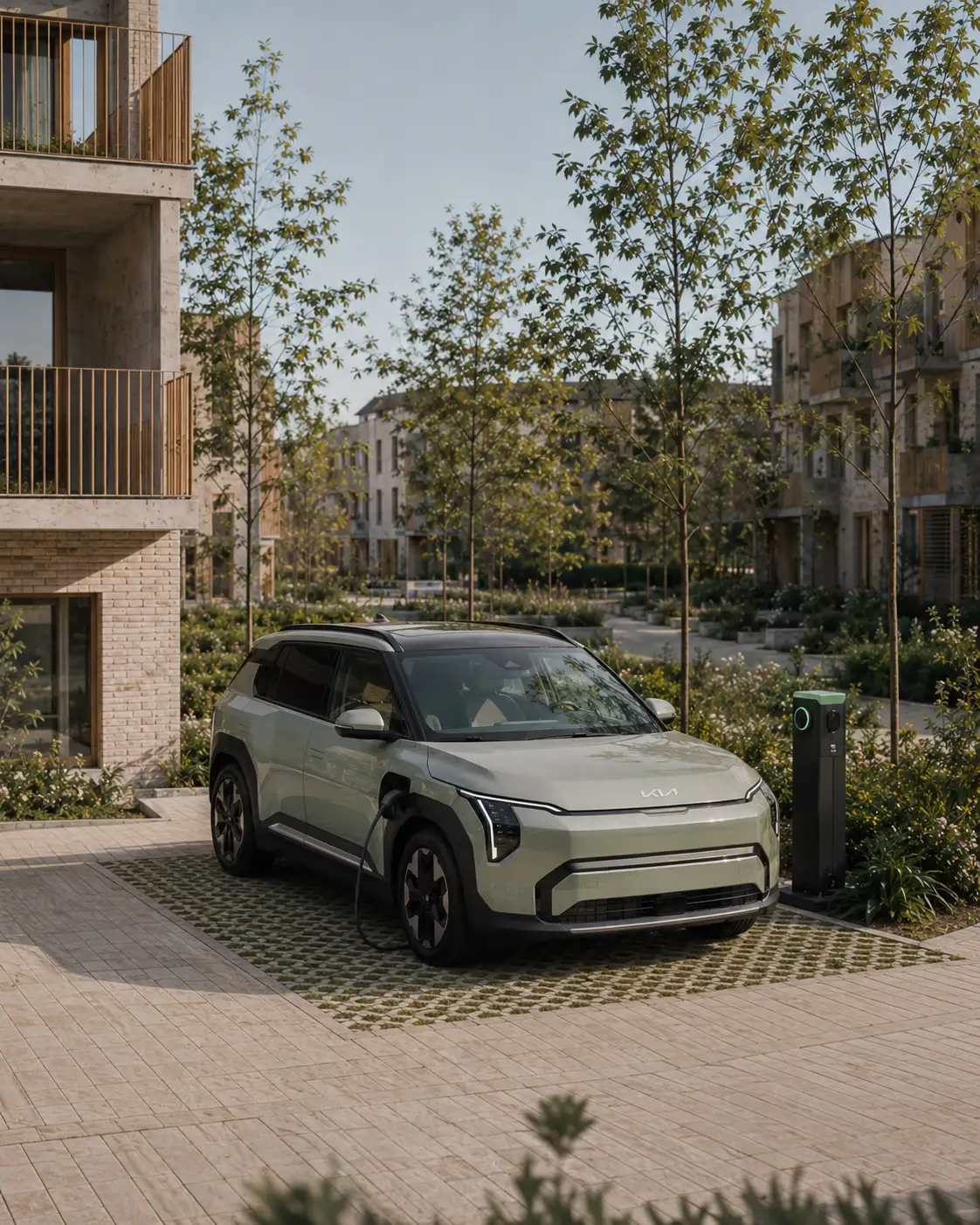 Bewoner opent de elektrische deelwagen met de BattMobility-app